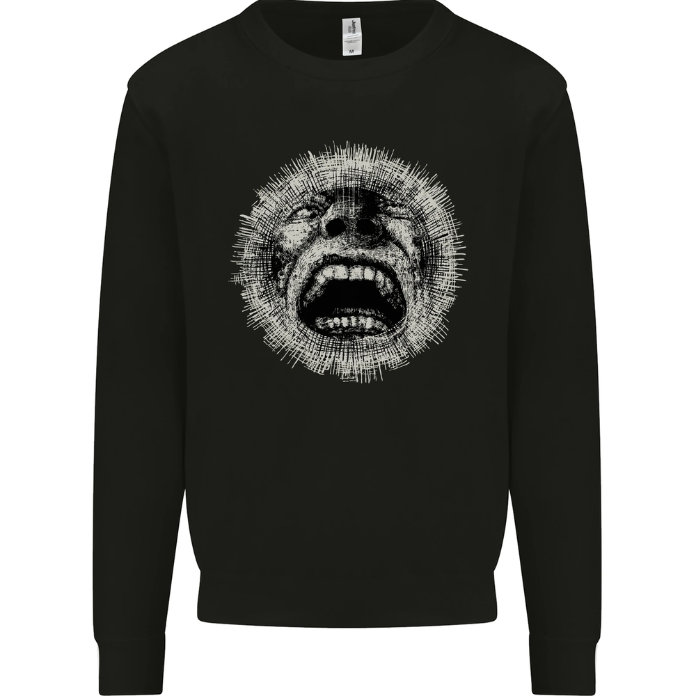 Crazy Face Gothic Skull Biker Motorcycle Mens Sweatshirt Jumper