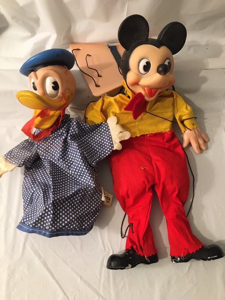 Vintage Disney Gund Donald Duck Mickey Mouse Puppet Toys WDP