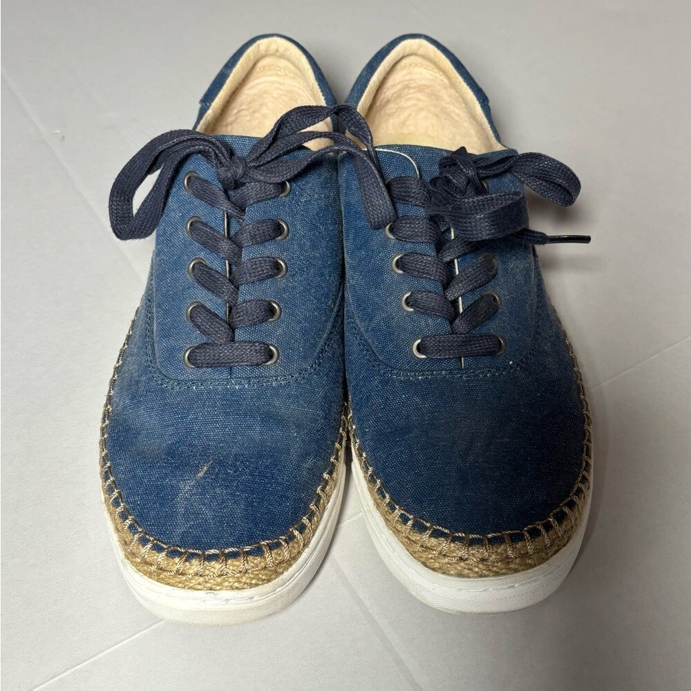 UGG Eyan II Denim Blue Canvas Espadrille Sneakers Women Size 11 Casual Lace-Up