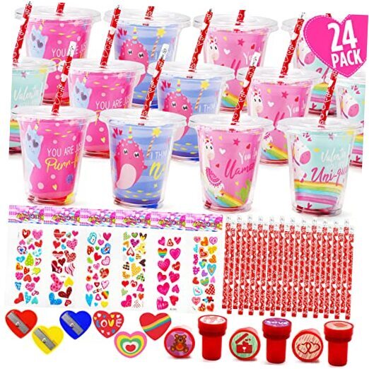 Valentines Day Gifts for Kids - 24 Pack Valentines Day Stationery Gift with-image