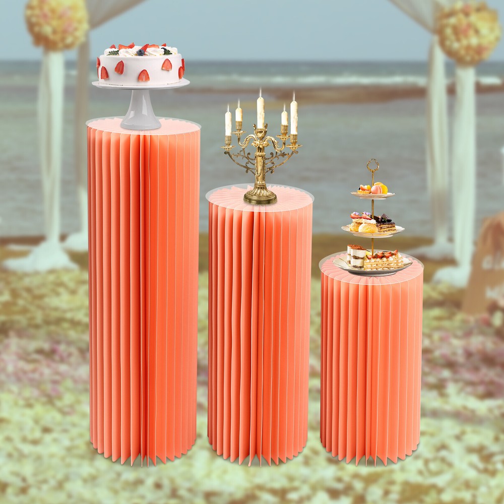 3PCS Foldable Paper Column Stands for Birthday Party Decor Displays