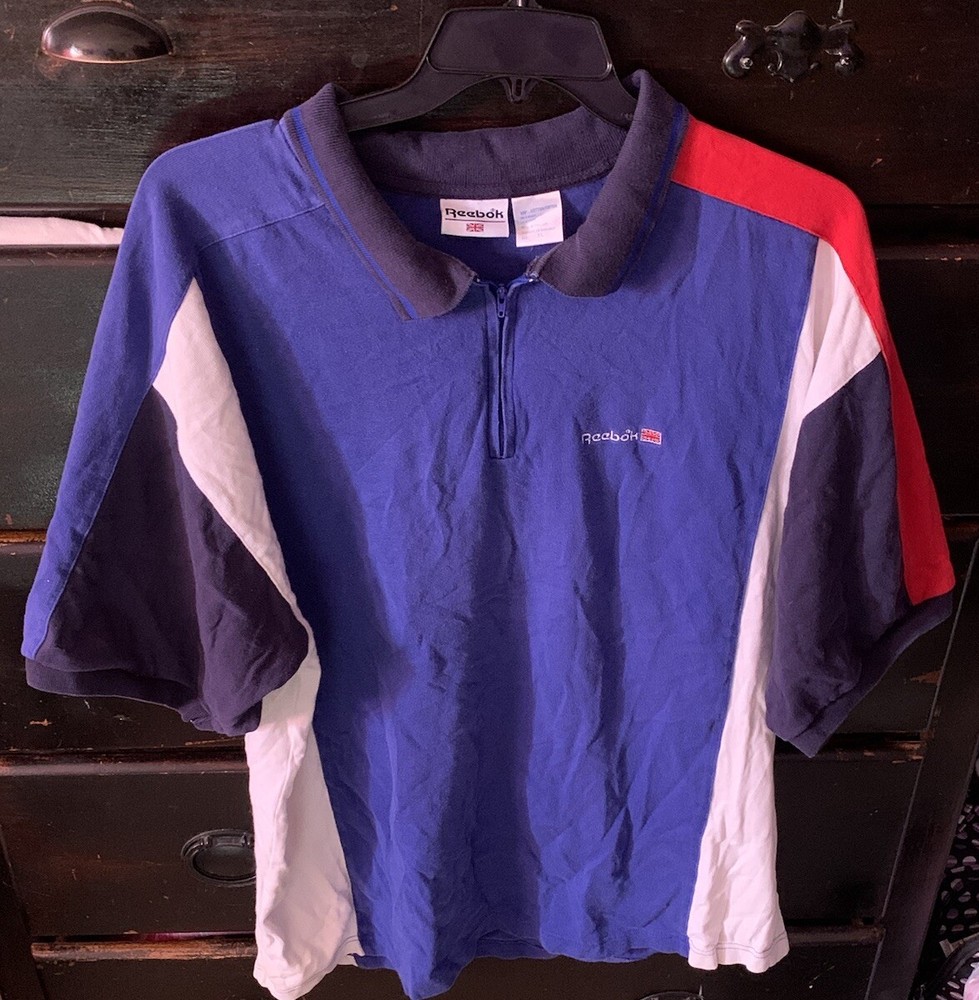 Vintage Reebok Polo Shirt Multicolor XL Retro Sport Style