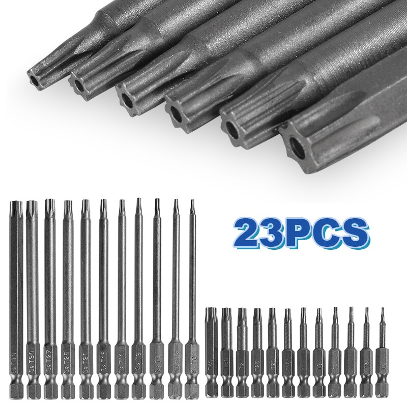 23PCS Torx Screwdriver Bit Set with 50mm & 100mm Bits - T5 to T40 Complete Kit