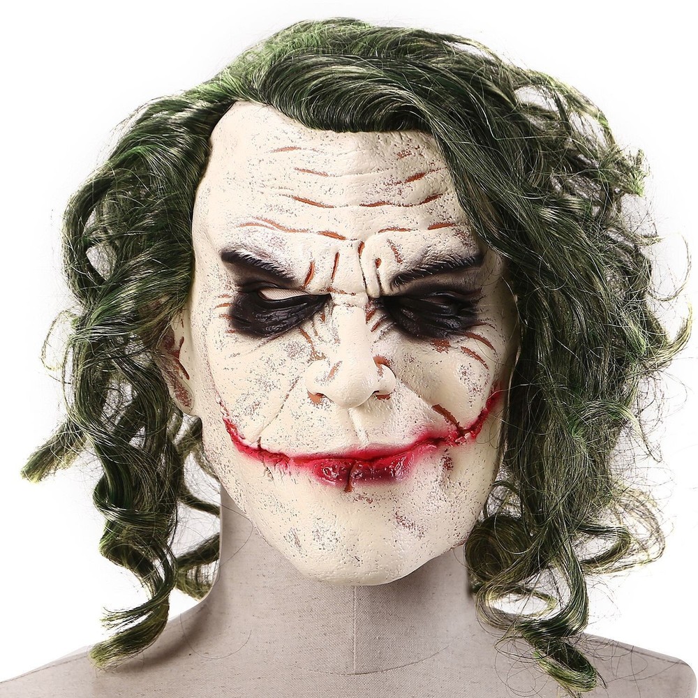 Joker Mask Heath Ledger Cosplay Halloween Latex Dark Knight Wig Mask Party Gift