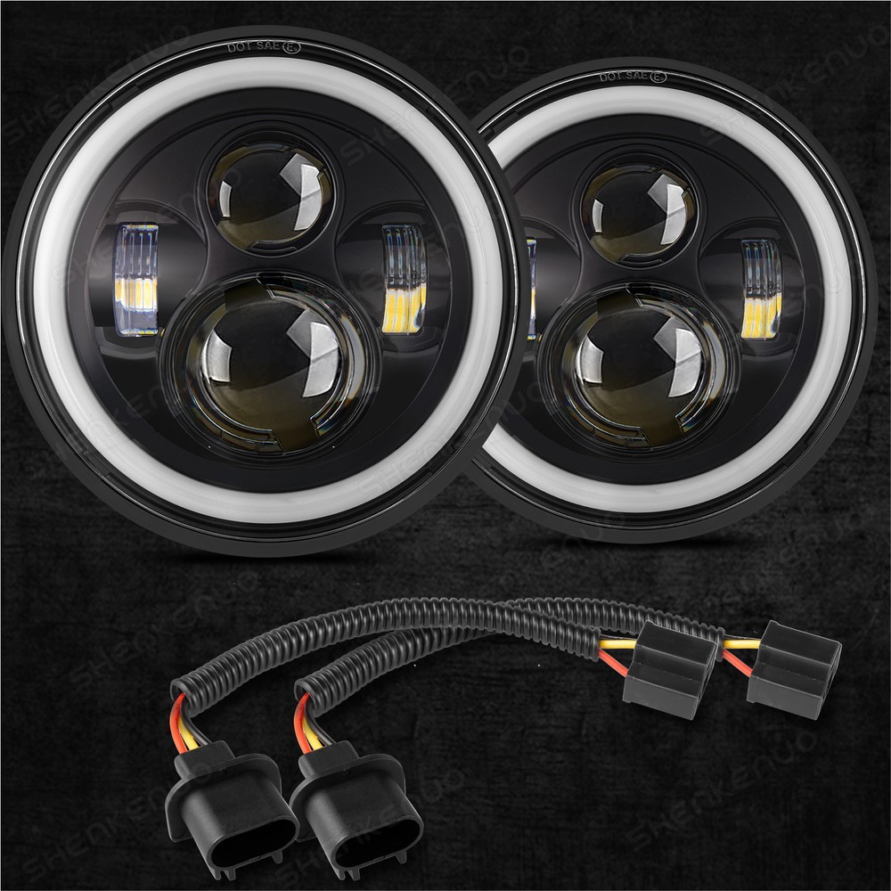 7-Inch Round LED Headlights High Low Beam for 1965-1973 Ford Mustang