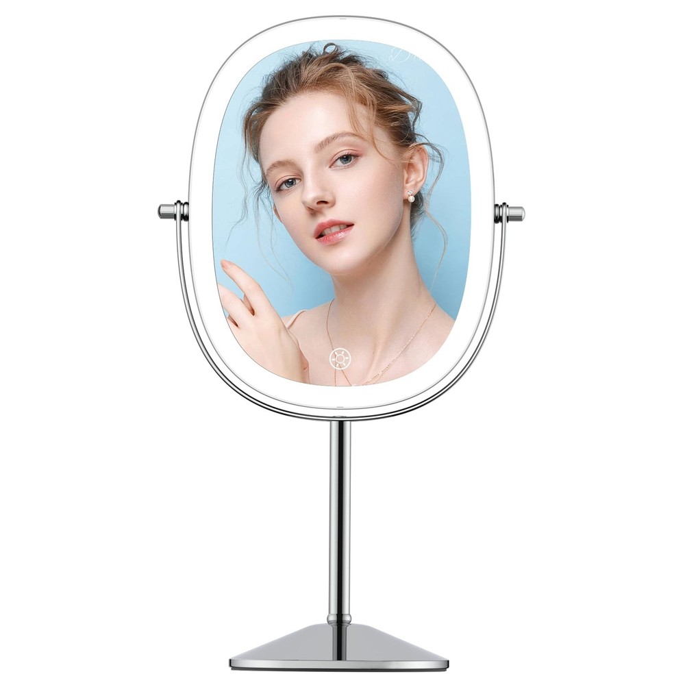 FUNTOUCH LED Lighted Makeup Mirror with 1X 7X Magnification Oval Vanity Mirror
