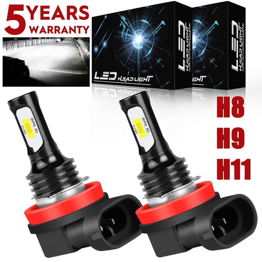 High Power 100W H11 LED Fog Light Bulbs 6000K White DRL Kit