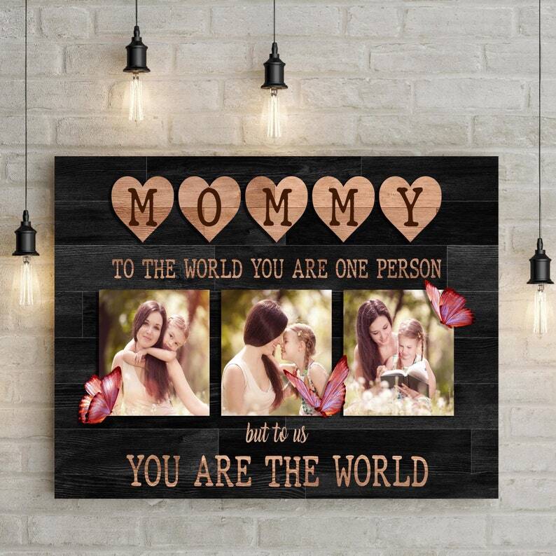 Personalized Mommy Wall Art, Custom Gift Portraits for Moms, You Are the World S