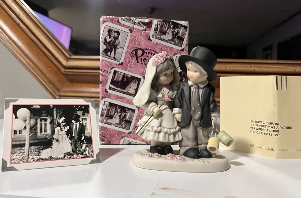 1997 Enesco Promises of Love Wedding Cake Topper Figurine Decor