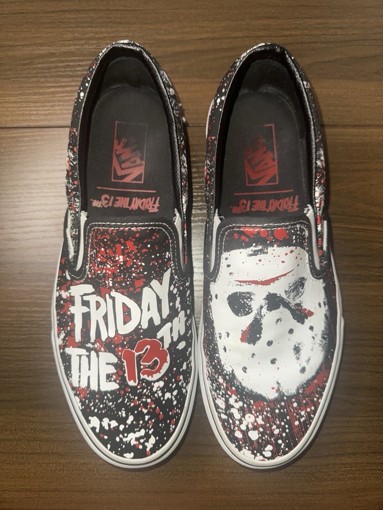 Vans X Friday The 13th Jason Voorhees Slip on Shoes Glow In The Dark Men Sz 10