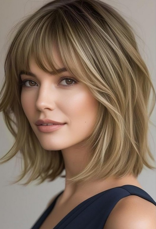 Ash Highlight Blonde Wig With Bangs 13x4  Lace Front 100% Human Hair Wigs