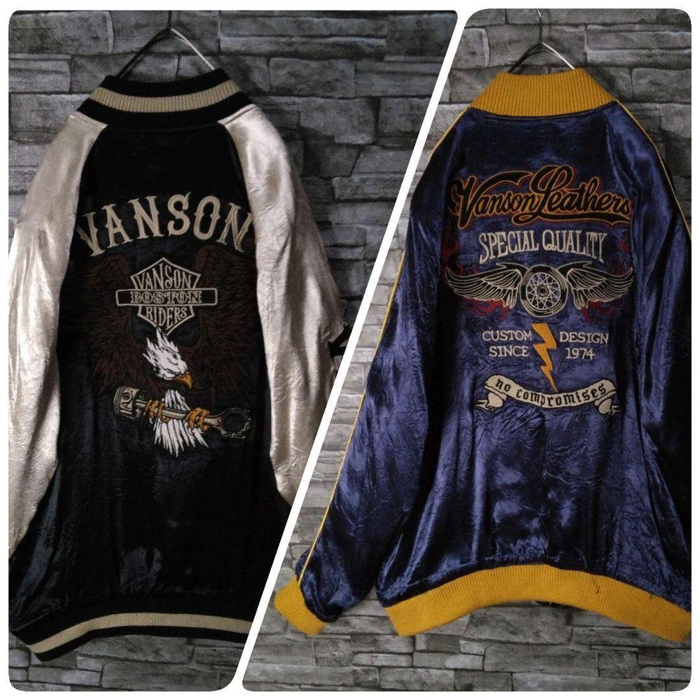 Super Cool On Reversible Sukajan Biker Jacket Black Navy Orange Embroidery