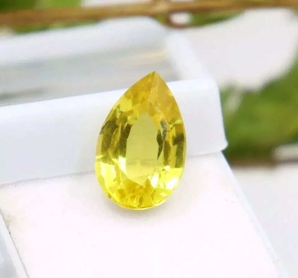 Natural Yellow Sapphire CERTIFIED 11-13Ct Superb Pear Cut  Loose Gemstone