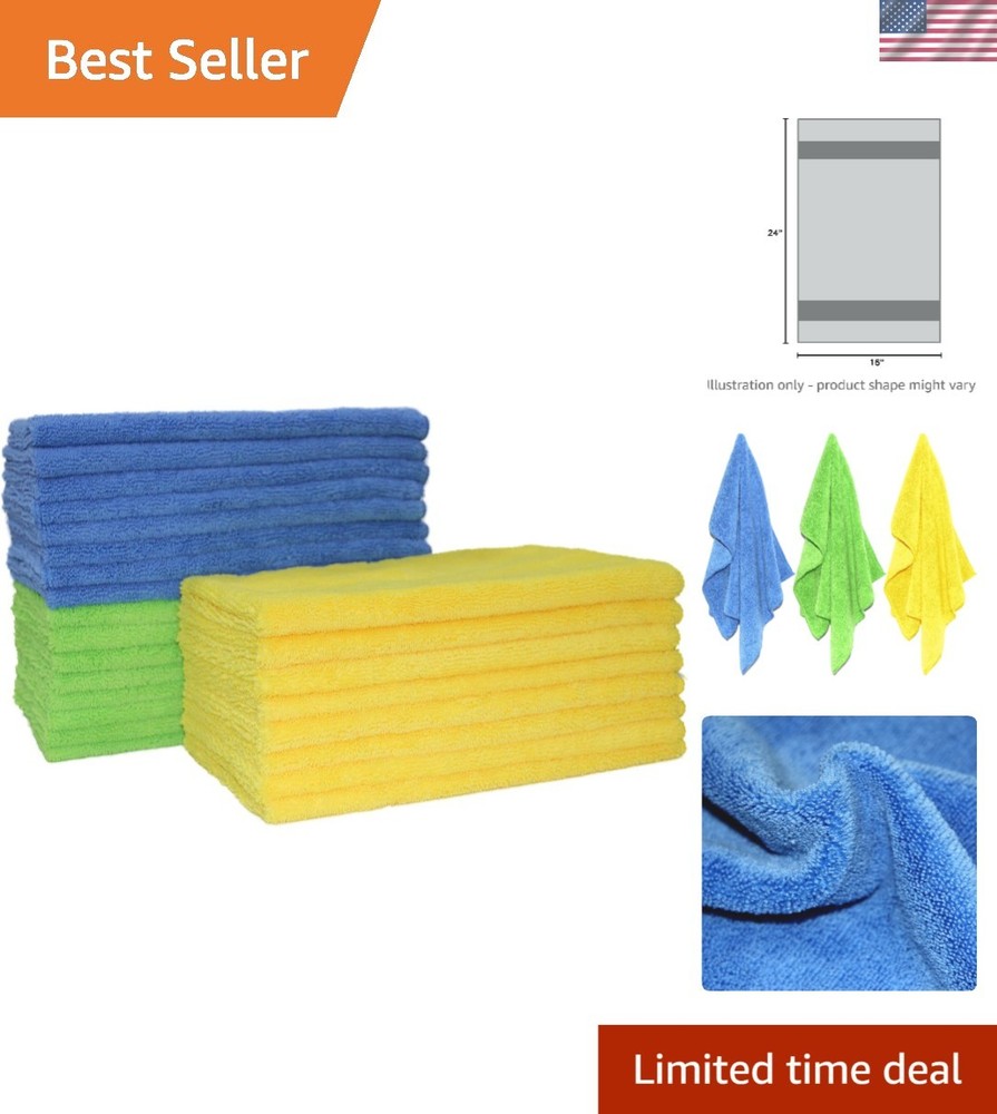 Microfiber Cleaning Towel 16x24 in 18 Pack Absorbent Dust Free Polishing