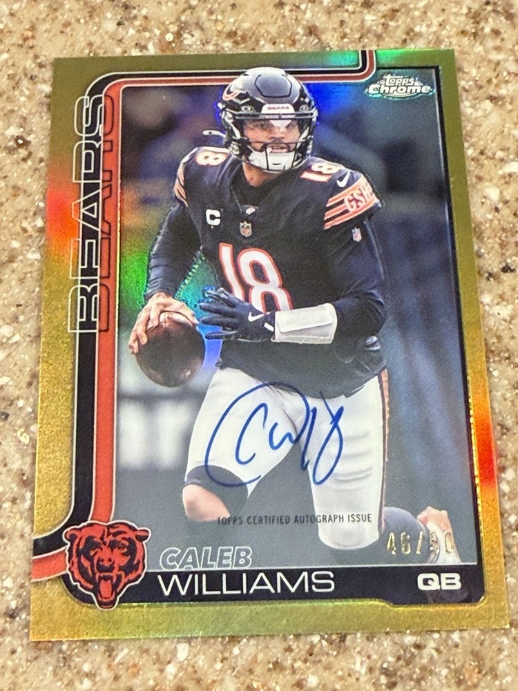 2025 Topps Chrome Football Caleb Williams Gold Autograph /50 Chicago Bears