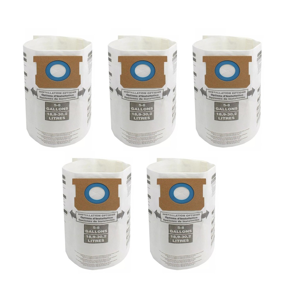 5 Pack Vacuum Cleaner Dust Bags For Shop Vac 5-8 Gallon Vacuum 9066108