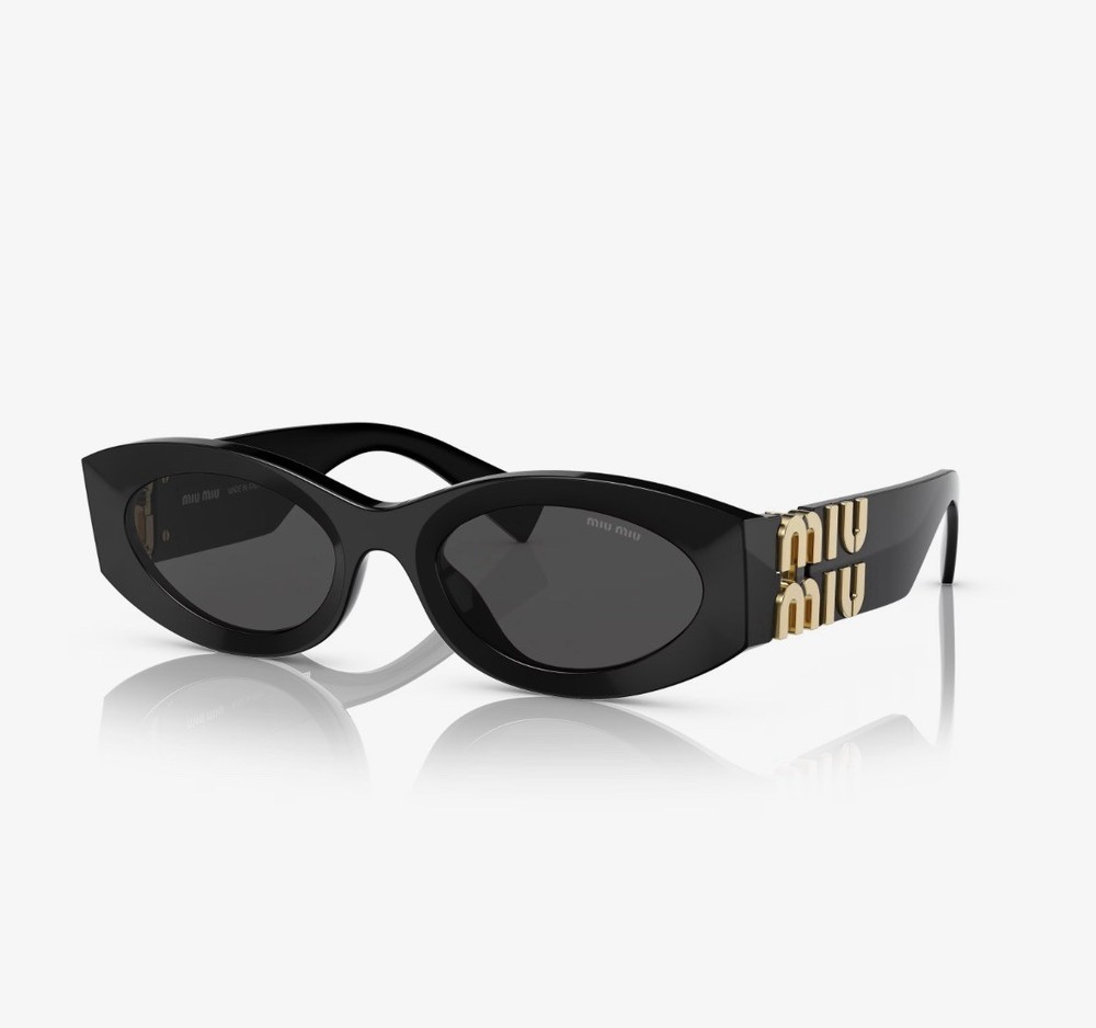Miu Miu MU 11WS Oval Sunglasses - Black & Gold - Free Shipping! + Returns ✅