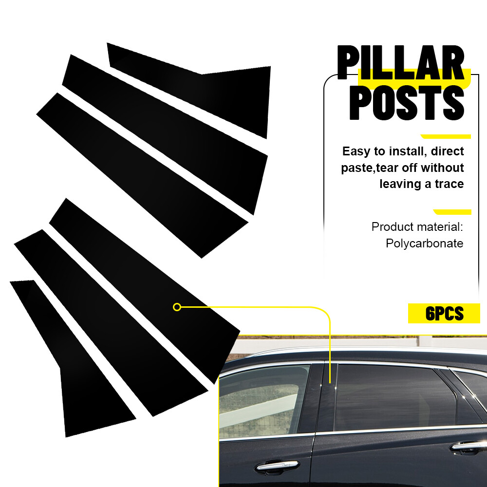 For Cadillac XT5 17-2023 Bright black PC Window BC Pillar Post Molding Trim 6p M