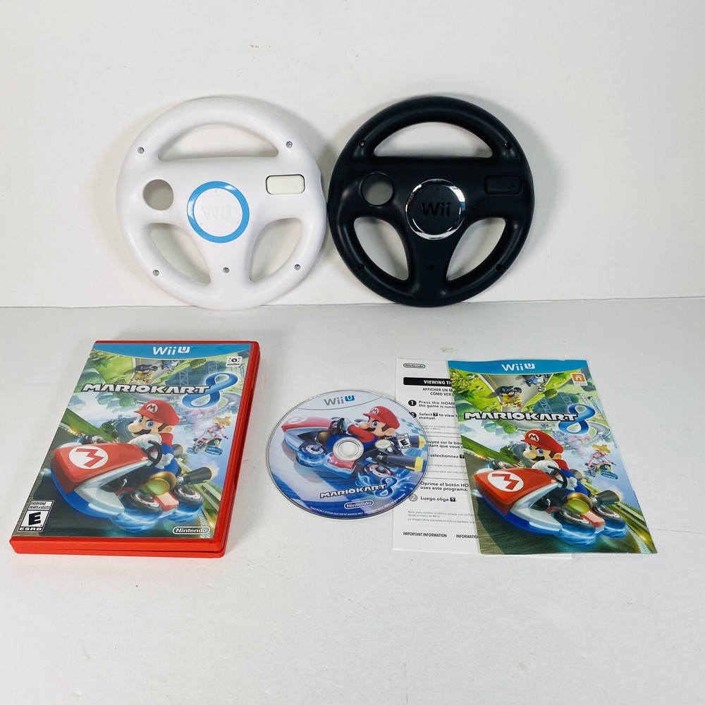 Mario Kart 8 Wii U Complete with 2 Steering Wheels Tested and Working