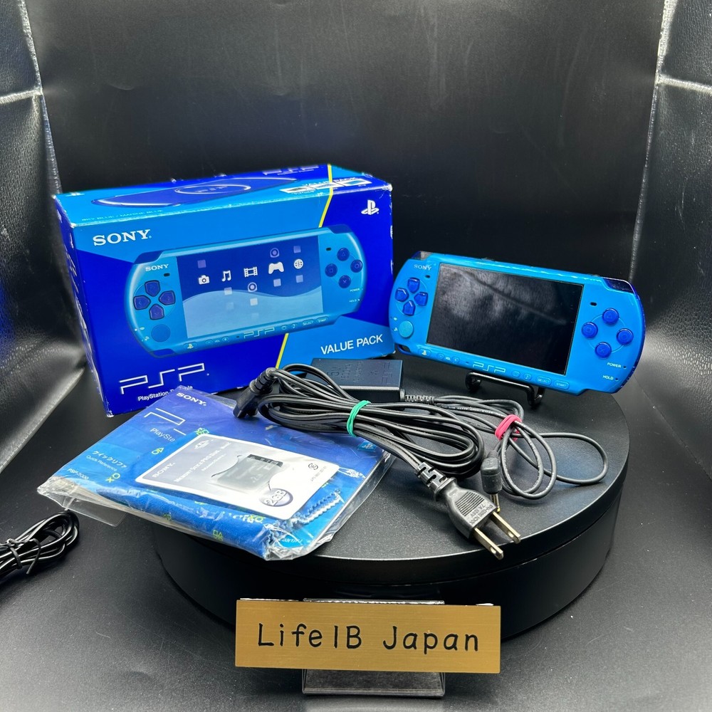 PSP 3000 Sky Blue Marine Blue Console Value Pack with Original Box PlayStation Portable