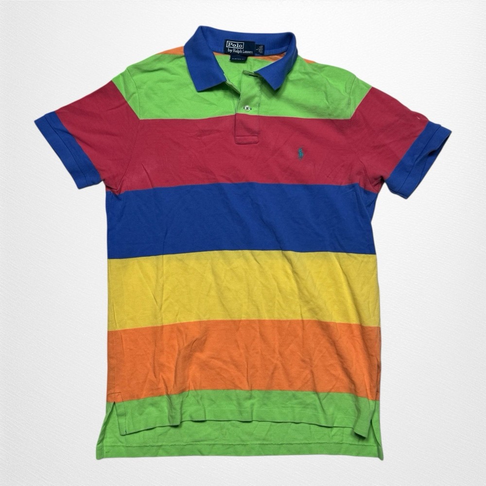 Vintage Polo Ralph Lauren Multicolor Striped Polo Shirt Size Large