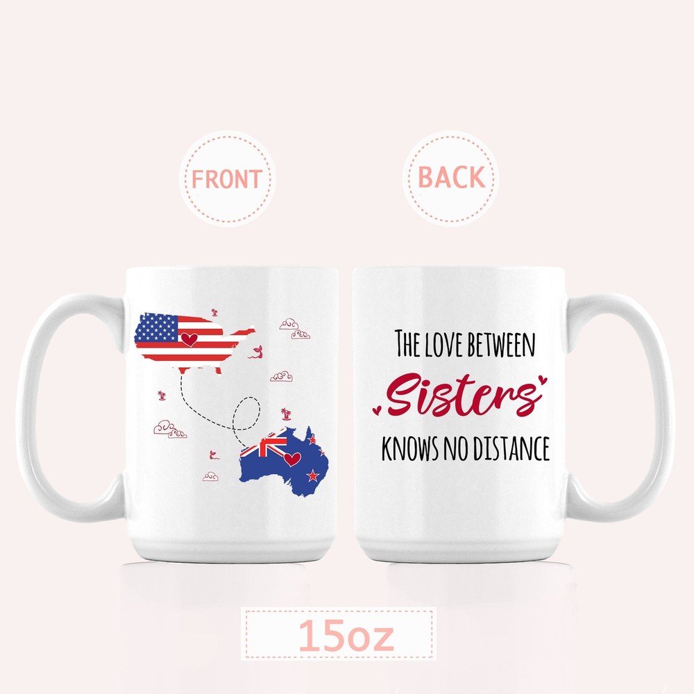 Taza Larga Distancia Personalizada Hermanas de Campo Larga Distancia Hermana Mudanza Regalo