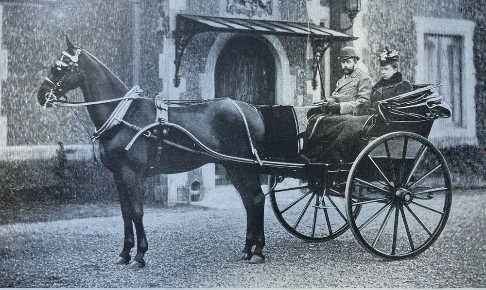 1900 Vintage Magazine Illustration Duke & Duchess of York Coaching