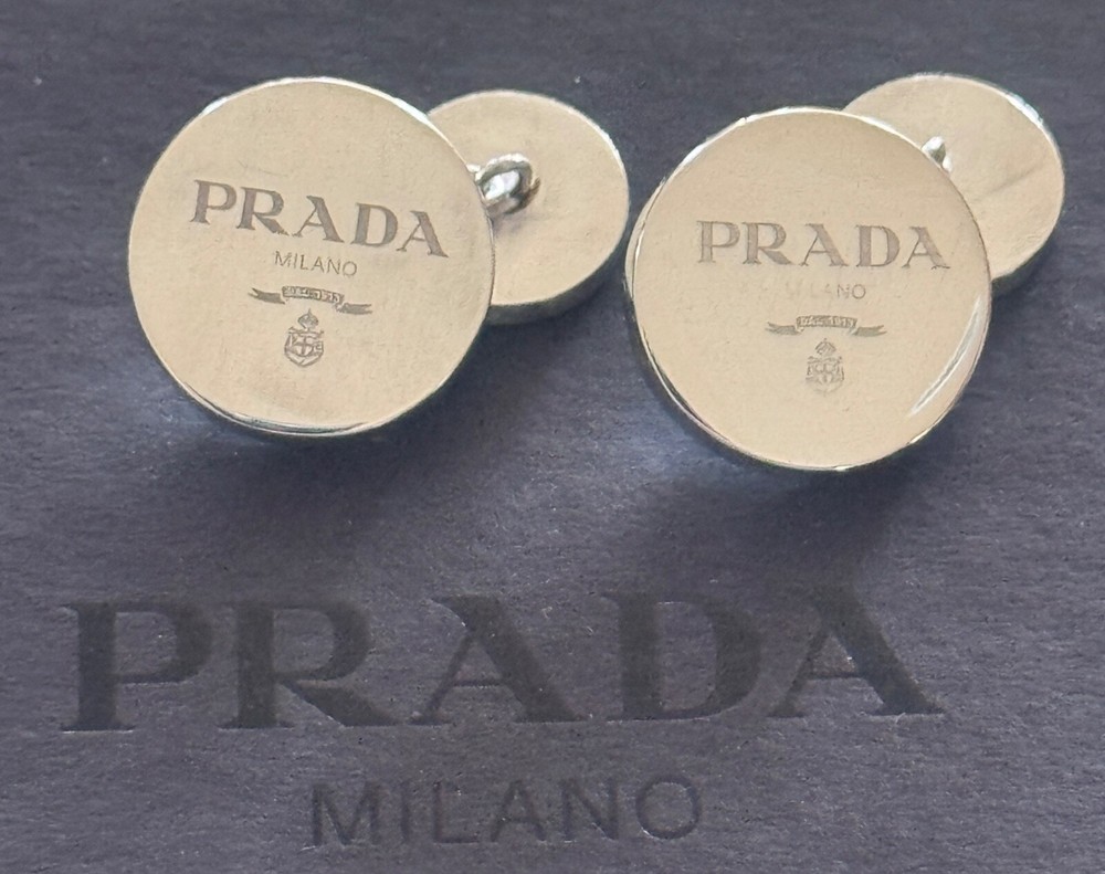 Prada Milano Round Sterling Silver 925 Cufflinks