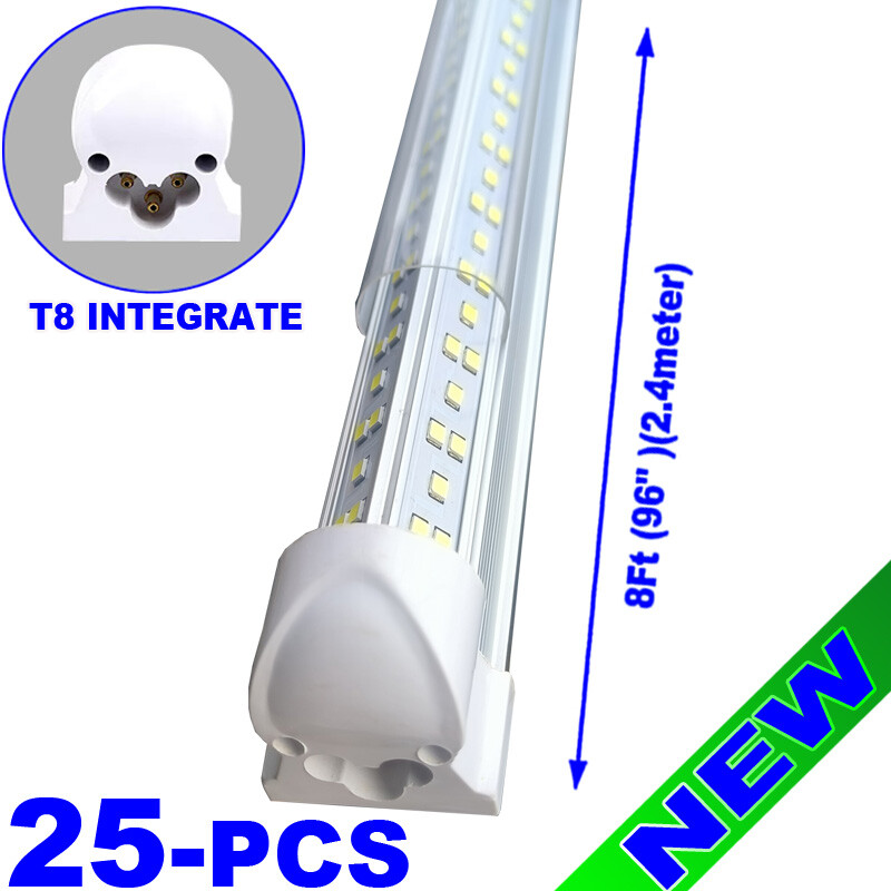 8Ft LED Shop Light Fixture -144W 18000LM, 6500K Integrated Tube Light 25 pack