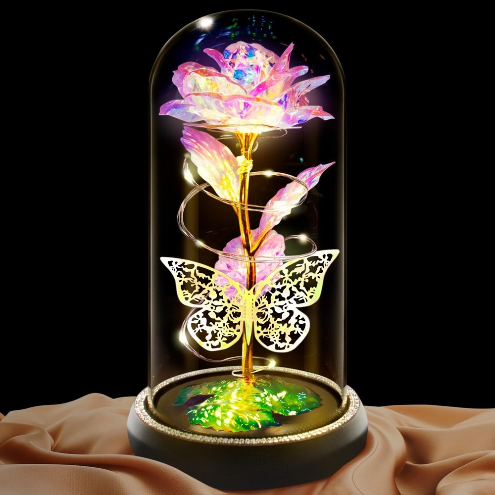 Birthday Day Rose Gifts for Women, Preserved Flowers Rose Gift for Mom, LED L...