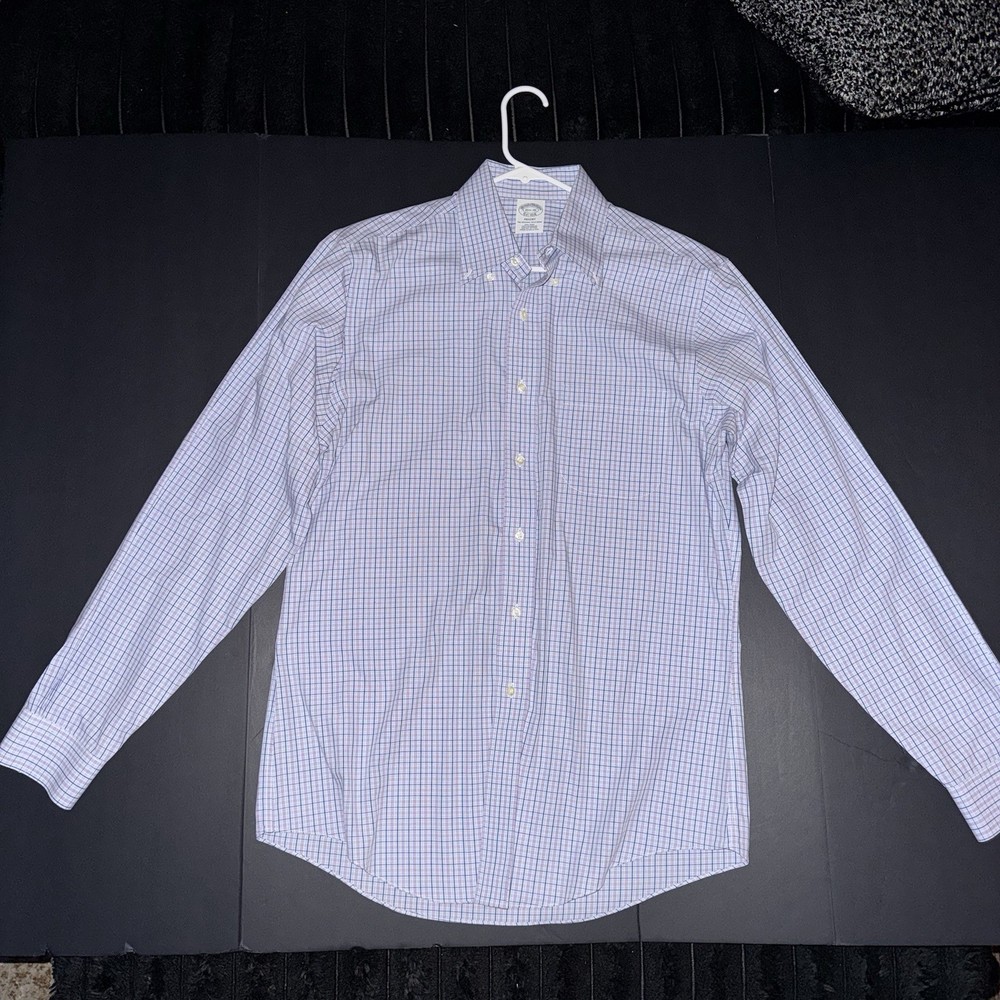 Men’s 15.5 35 Supima Brooks Brothers Regent Non-Iron DressShirt Blue Purple