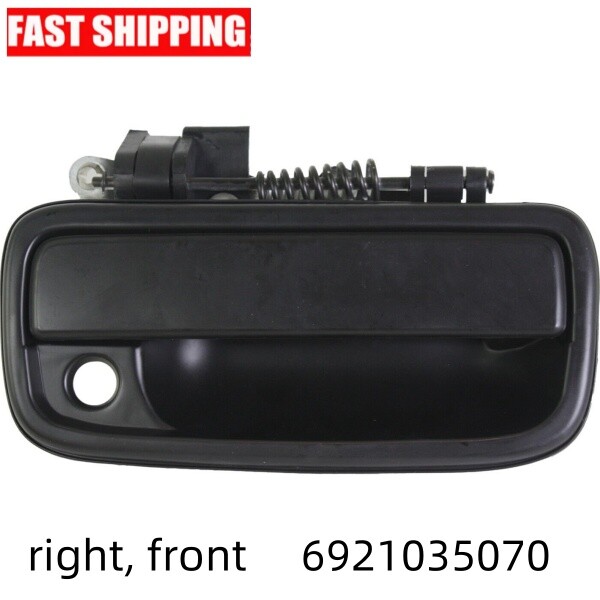 Black Front Passenger Smooth Exterior Door Handle Compatible with 1995-2004 Toyota Tacoma Models