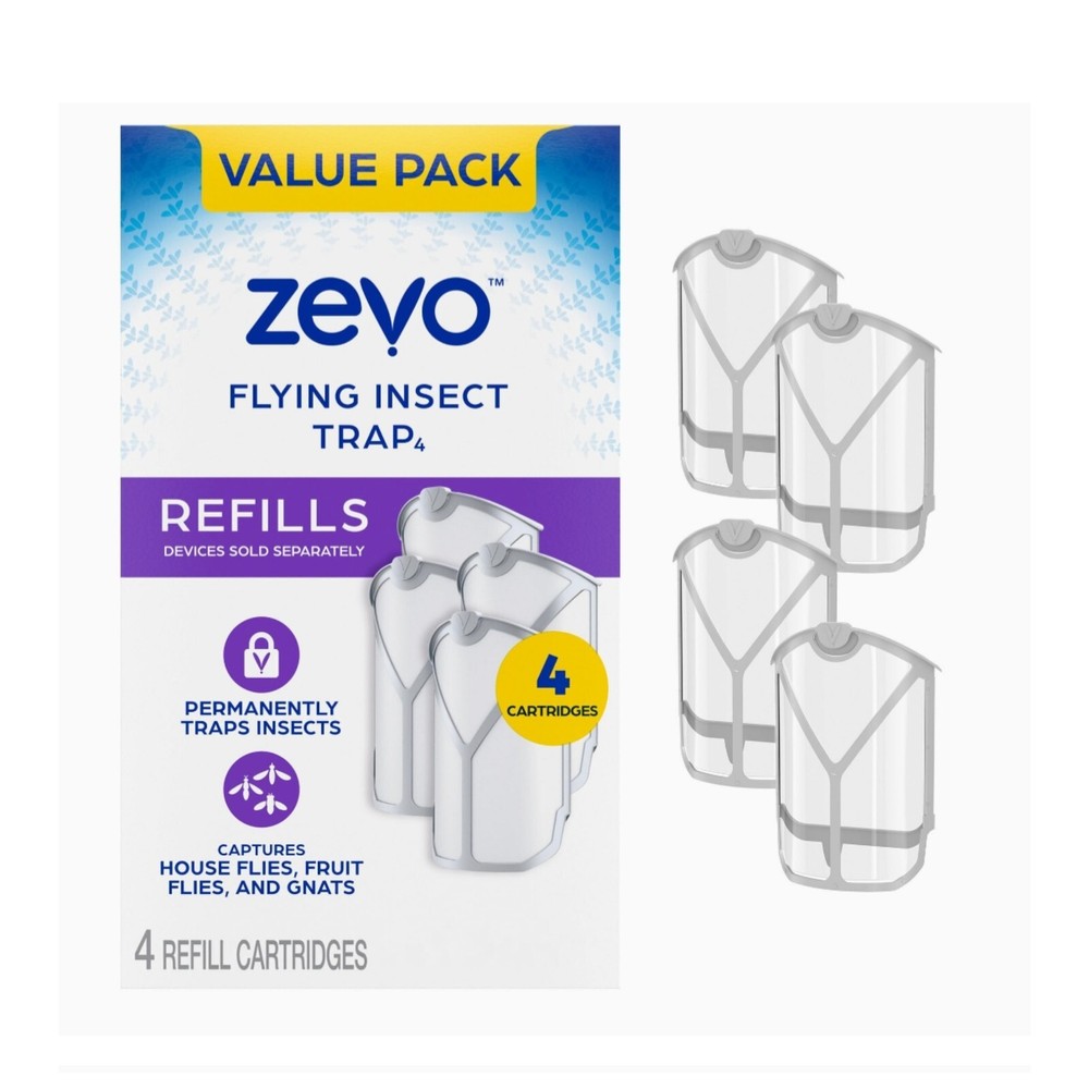 ZEVO Flying Insect Refills for Indoor Light Trap 4 Light Trap Refill Cartridges