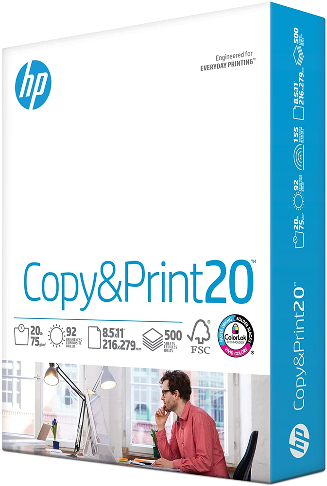 HP Printer Paper | 8.5 x 11 Paper | Copy &Print 20 lb | 1 Ream Case - 500 Sheets