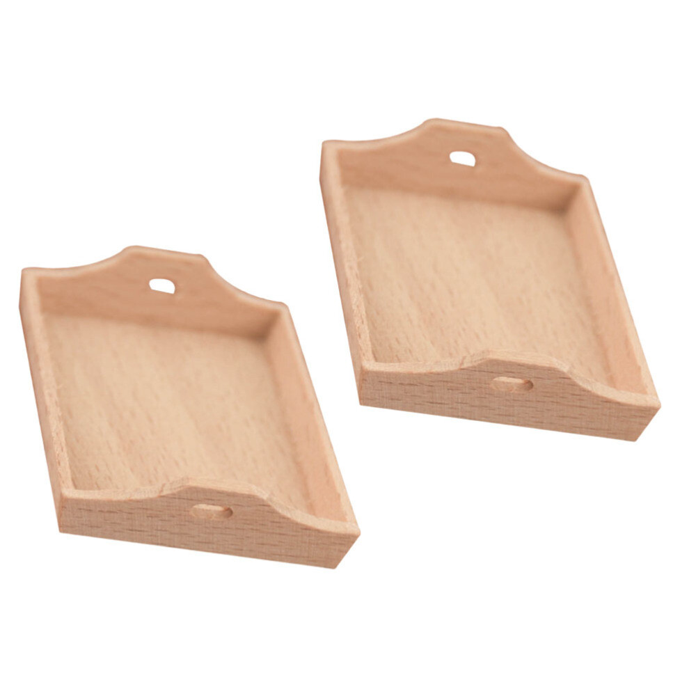 2 Mini Wooden Trays for Coffee Tea Breakfast or Dinner Service