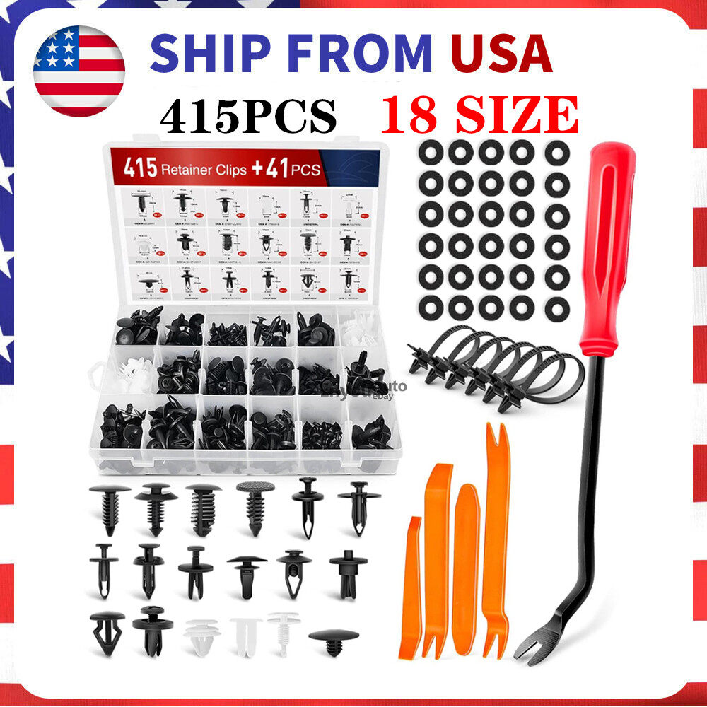 415Pcs Auto Bumper Clips Retainer Rivets Fastener Push Pin Trim Kit for Car Fenders