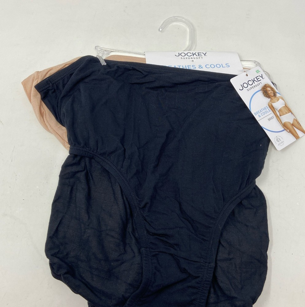 Jockey Women’s Supersoft Briefs 3-Pack - XL Size 8 Black/Tan/White