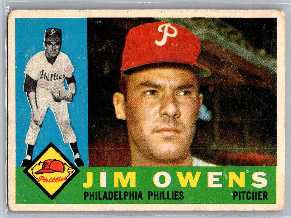 1960 Topps #185 Jim Owens Philadelphia Phillies Low Grade Vintage Baseball Card