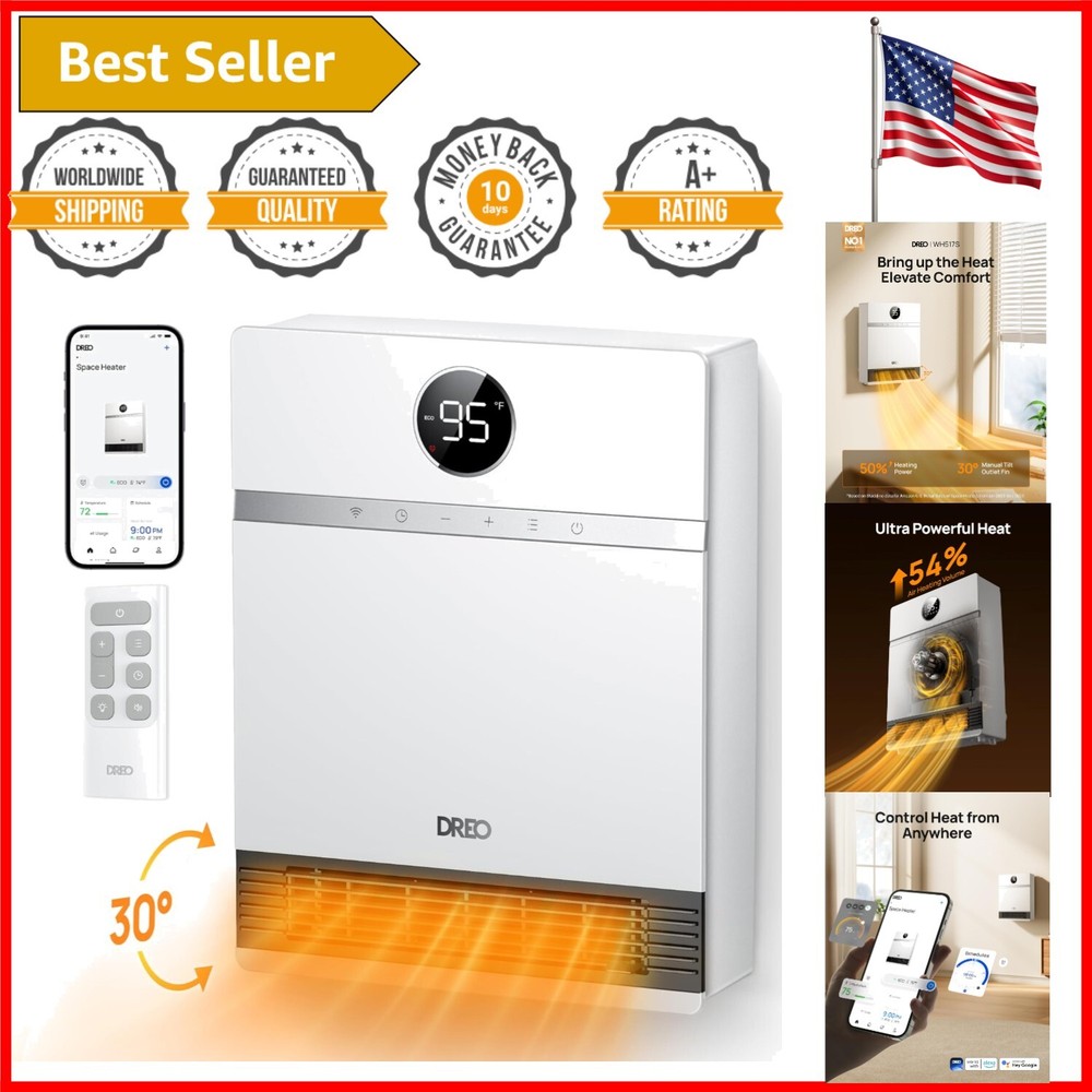 Dreo Smart Wall Heater, IP24 Easy-mounted PTC Space Heater for Indoor Use, 30...