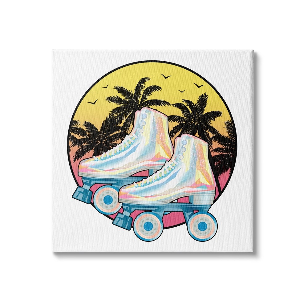Stupell Retro Tropical Summer Sky Vintage Roller Skating
