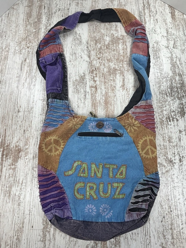 Shoulder Bag Beach Tote Purse Santa Cruz Souvenir Seaside Handmade Nepal Cotton