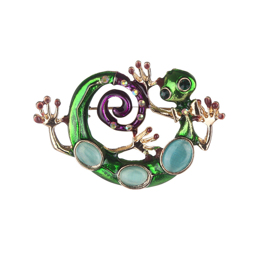 Shiny Rhinestone Lizard Brooch Pin for Coats or Bridal Attire