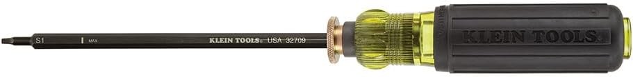 Klein Tools 32708 Adjustable Screwdriver with #1 and #2 Square Tips USA Made Black Handle