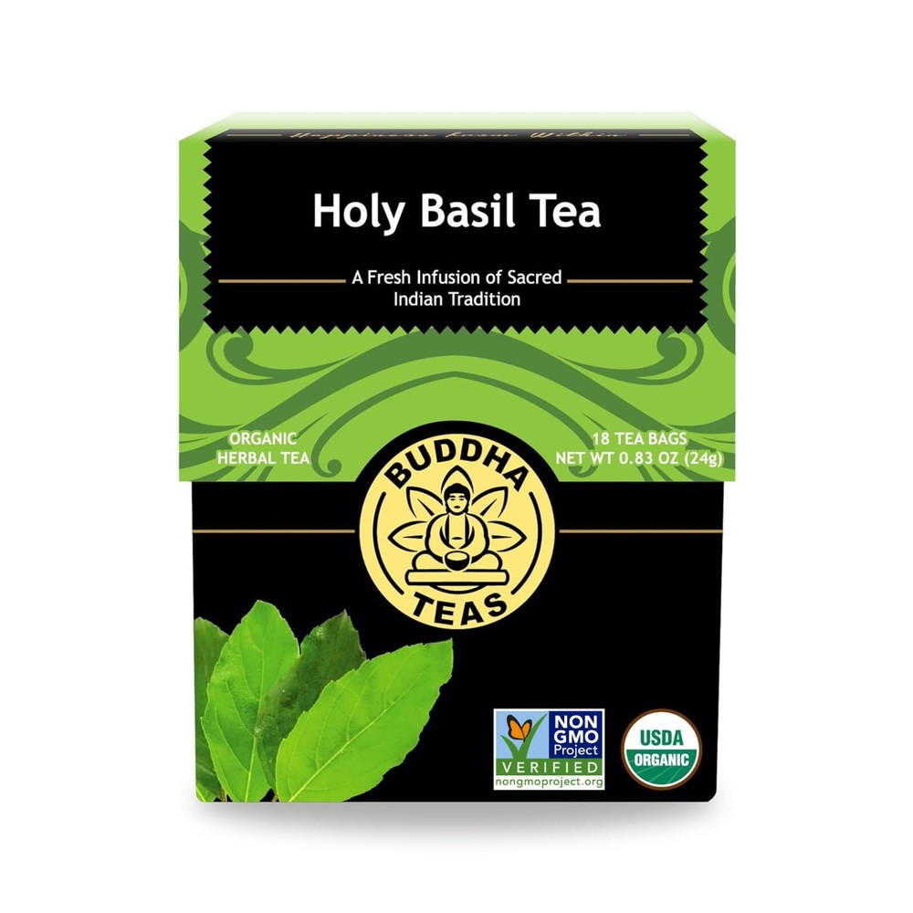 Buddha Teas Organic Holy Basil Herbal Tea for Cognitive Balance and Overall Wellness