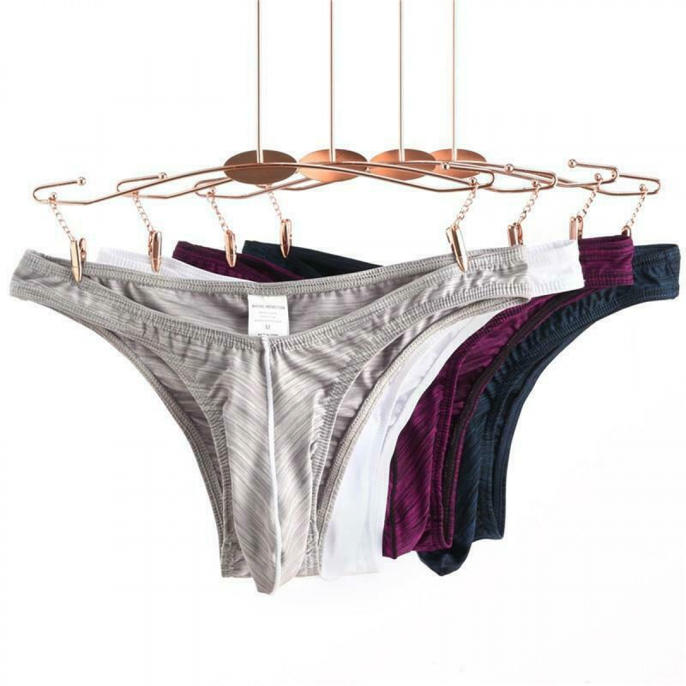 Men's  Elastic Low-Rise Bulge Pouch Bikini G-string Briefs T-back Thong Underwea