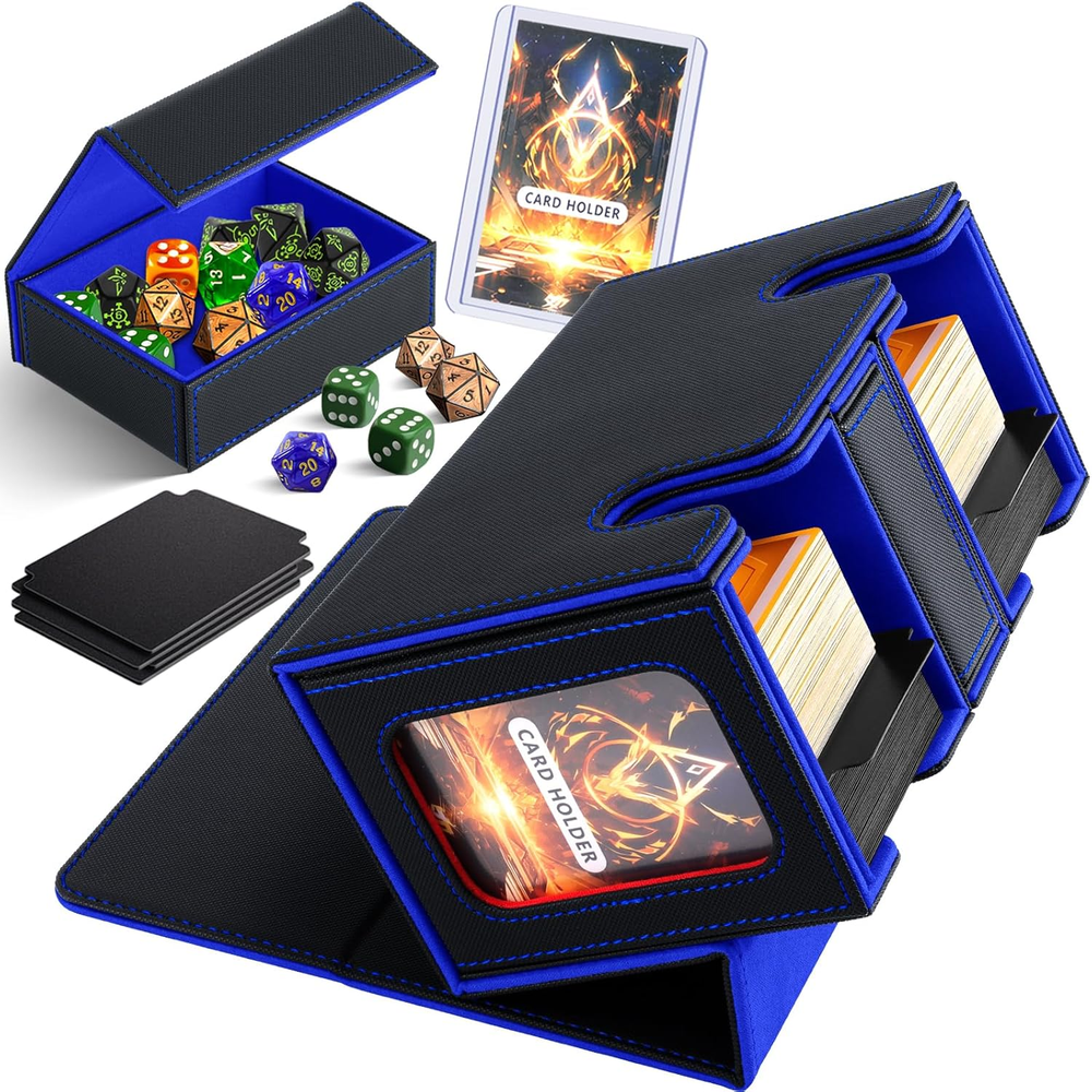 MTG Deck Card Box with 2 Commander Display, Double Deck Card Case for 200+ Sleev