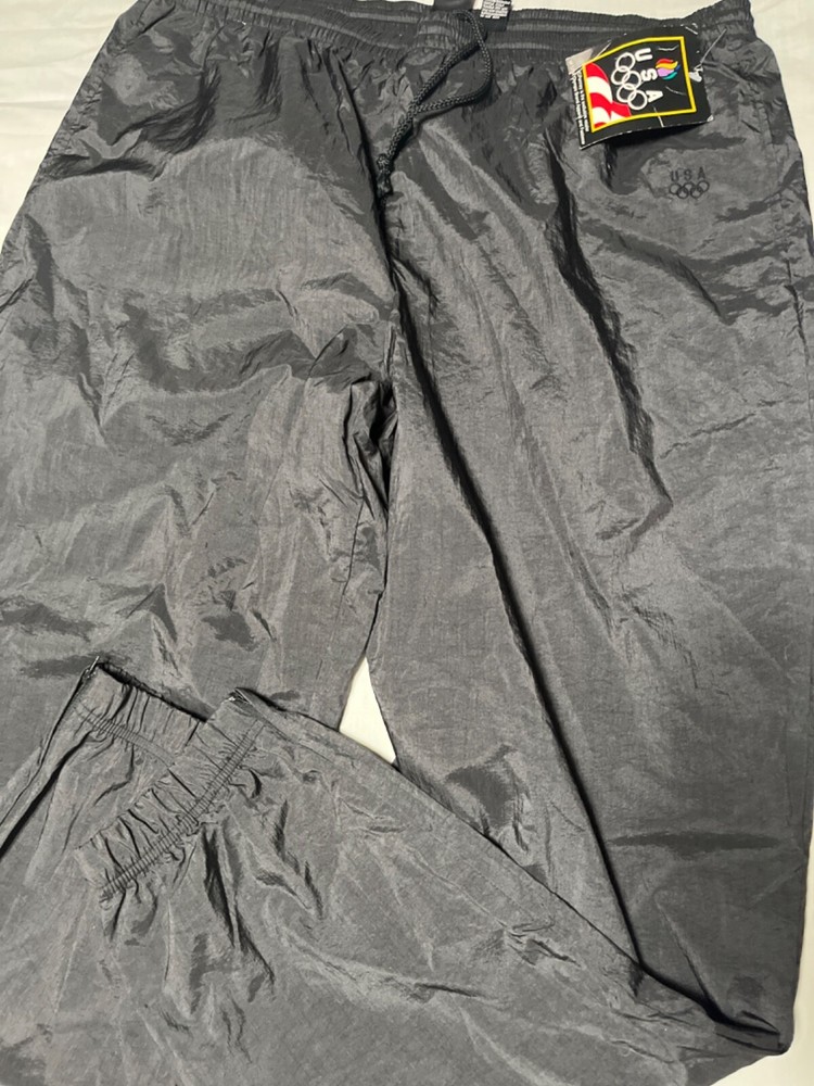 Vintage Team USA Olympic JCPenny Black Nylon Track Pants Size 2XL Classic Fit