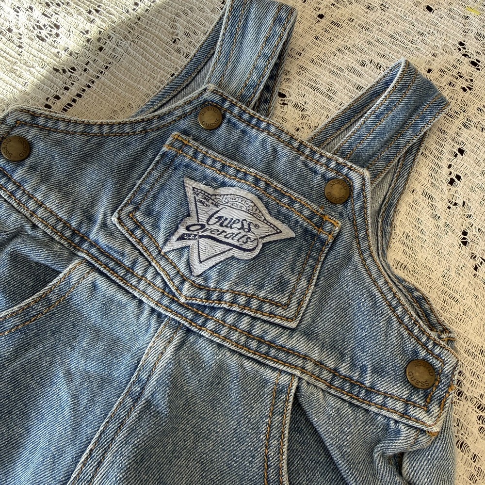 VTG 90’s Guess Baby Girls/ boys Jean Denim Overalls Size 6 M