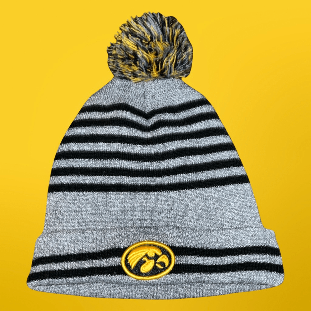 Iowa Hawkeyes Knit Cuffed Beanie with Pom Pom One Size Fits All