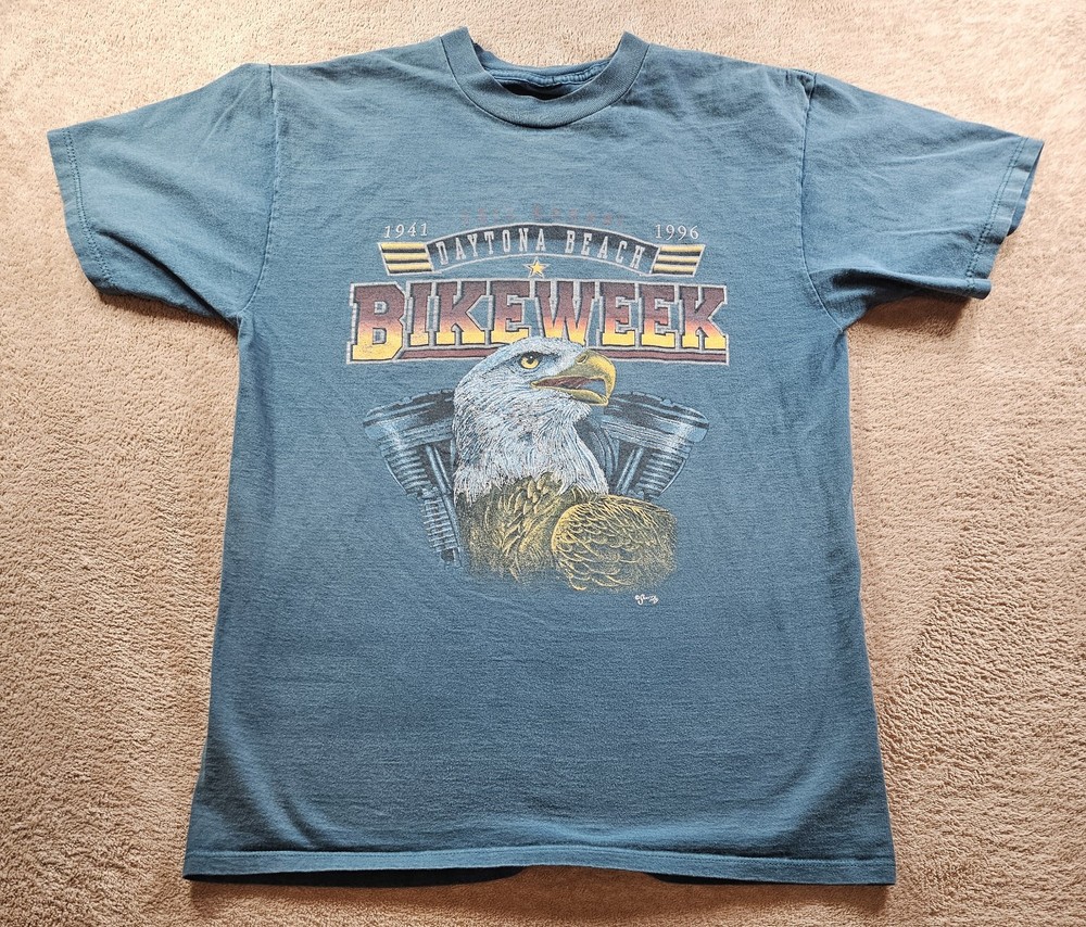 VINTAGE Bike Week 1996 Daytona Beach T-Shirt Biker Eagle 90s Large FAST SHIPPING